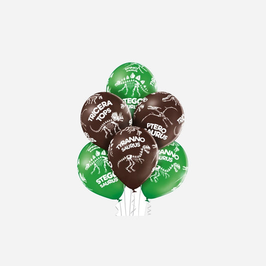 Lot de 6 ballons de fête motifs squelettes dinosaures assorti