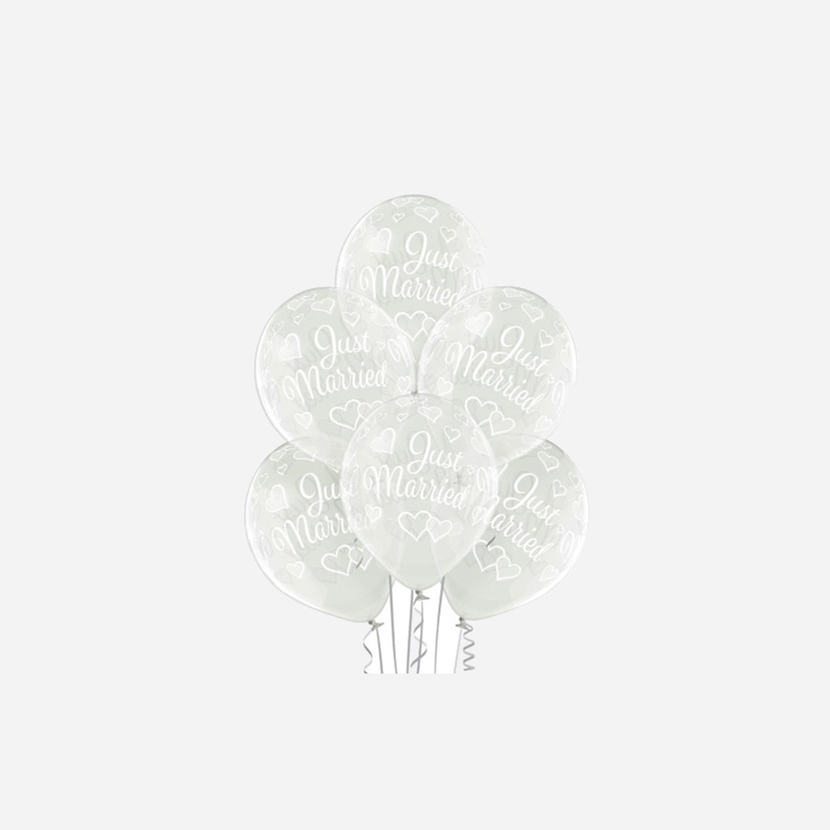 Lot de 6 ballons de fête motif just married blanc 30 cm