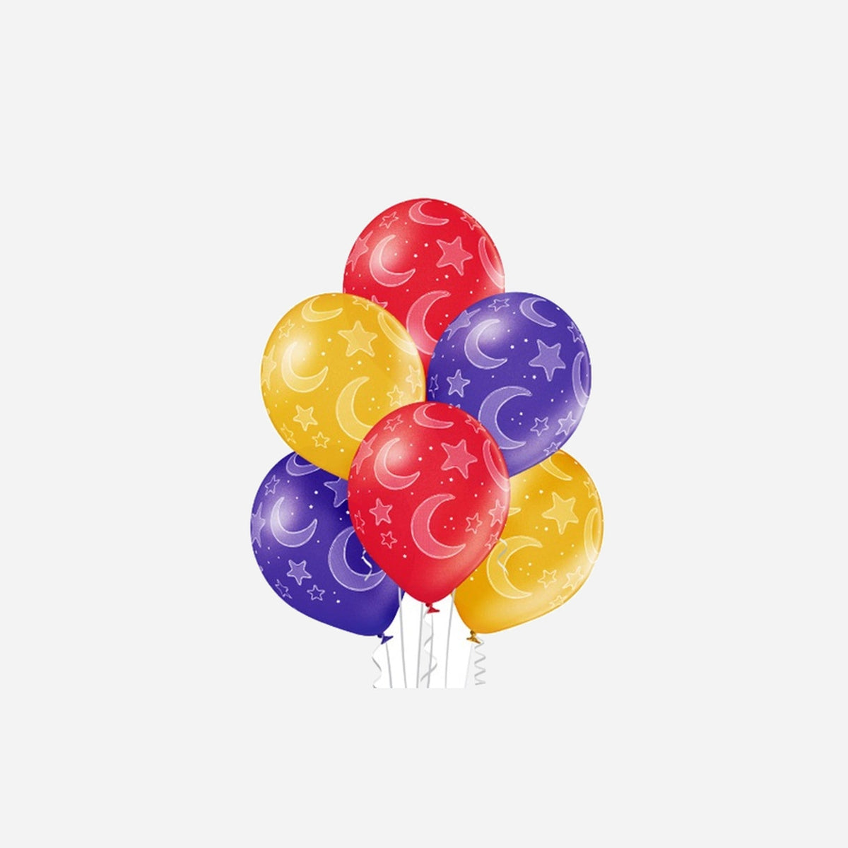 Lot de 6 ballons de fête motif étoiles et lunes assorti 30 cm
