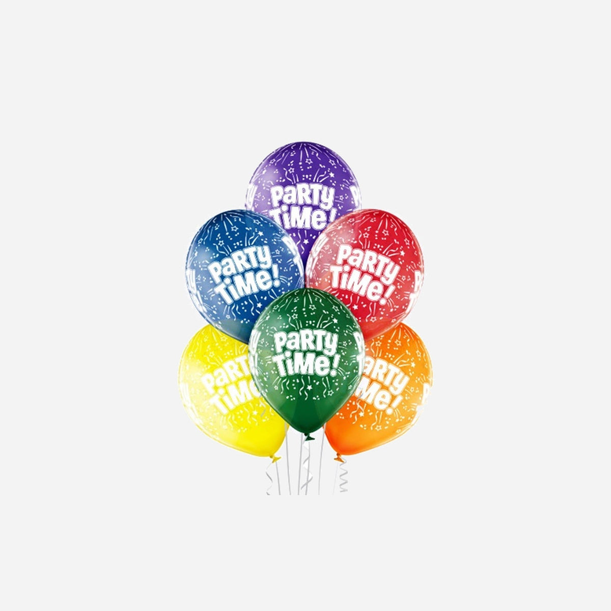 Lot de 6 ballons de fête motif party time assorti 30 cm