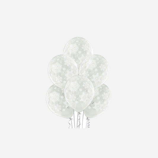 Lot de 6 ballons de fête motif flocons de neige 30 cm