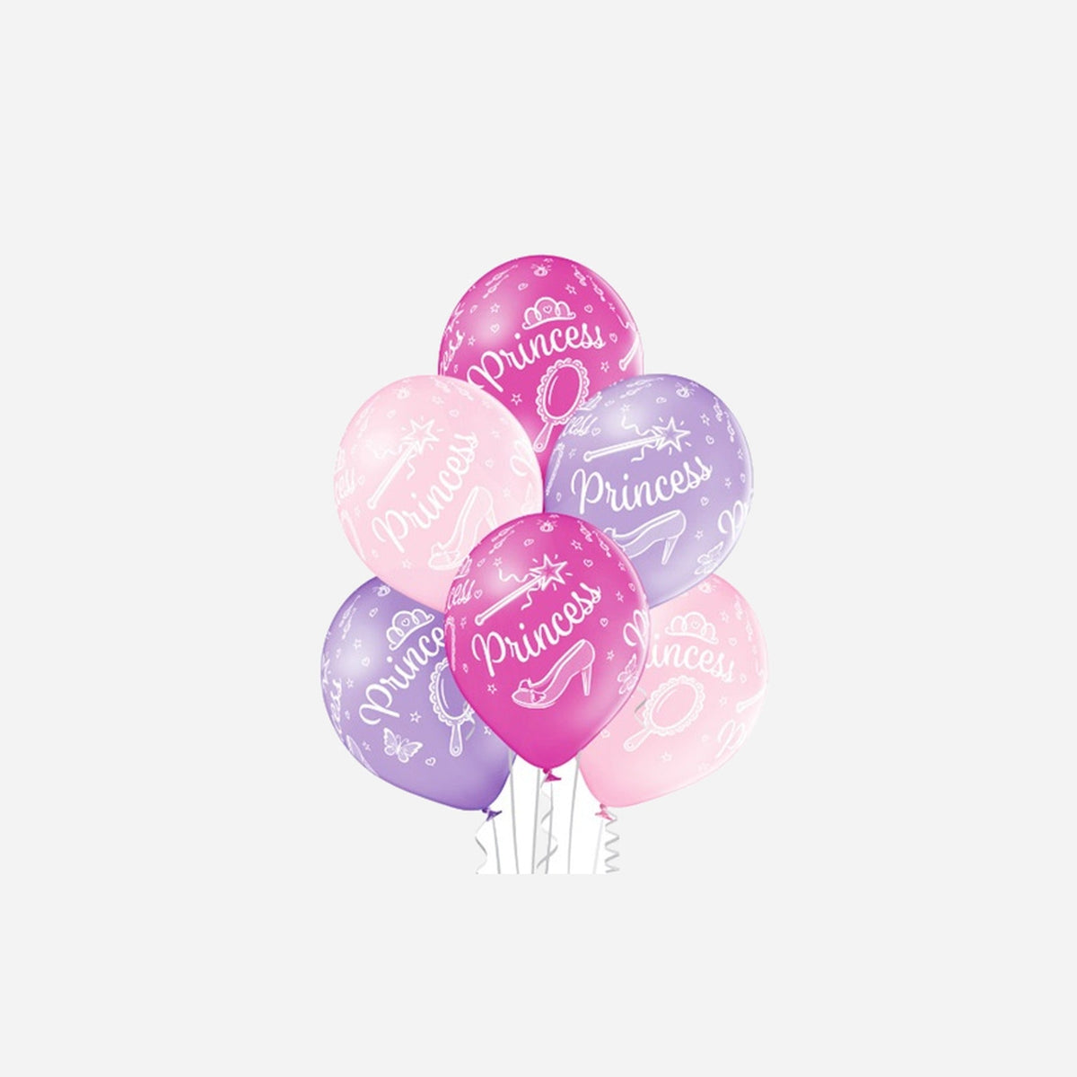 Lot de 6 ballons de fête motif princesse assorti 30 cm