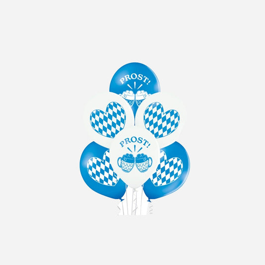 Lot de 6 ballons de fête motifs Oktoberfest assorti 30 cm