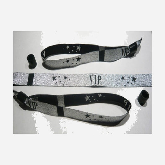 Bracelet en tissu "VIP" argent 15 mm