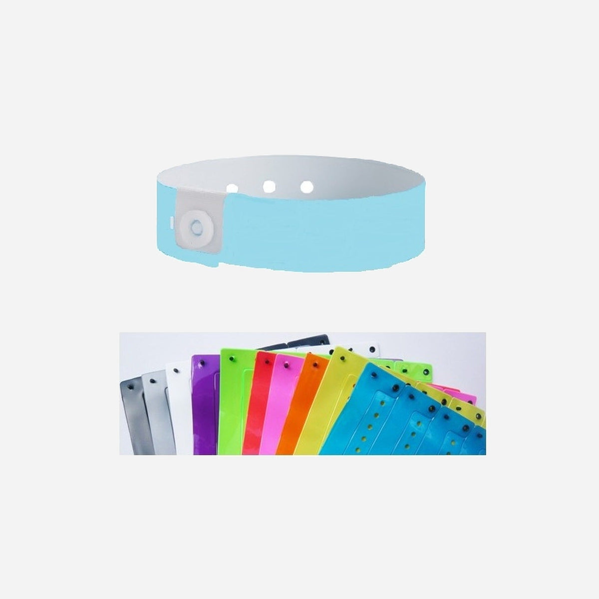 Bracelet vinyle brillant sans marquage bleu clair 19 mm