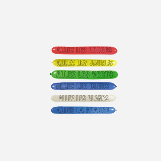 Lot de 3 ballons longs bannière "ALLEZ les BLEUS" 1,30 m