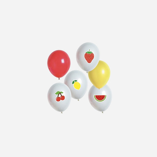 Lot de 6 ballons de fête ambiance fruits