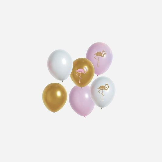 Lot de 6 ballons de fête ambiance flamant