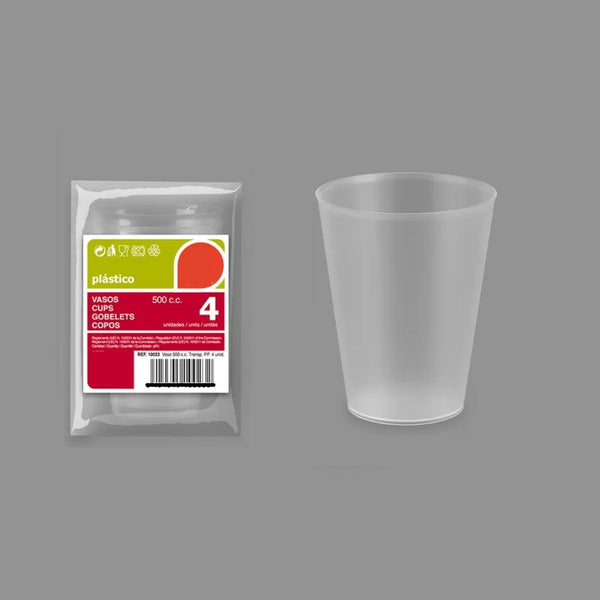 Lot de 4 gobelets incassables transparents 50 cl