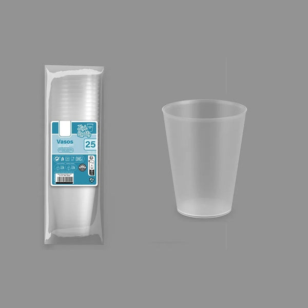 Lot de 25 gobelets incassables transparents 50 cl