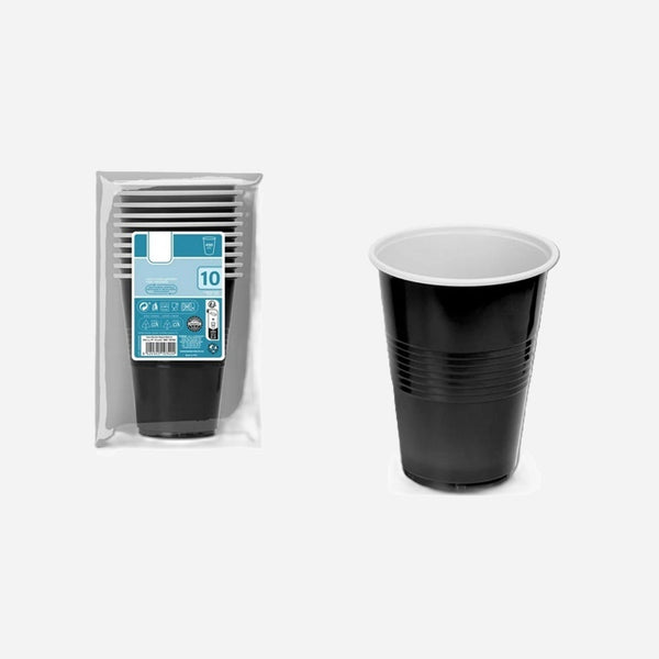 Lot de 10 gobelets réutilisables noir intérieur blanc 45 cl