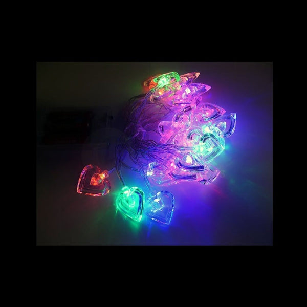 Guirlande lumineuse de noël 30 coeurs LED's multicolores 3,8 m