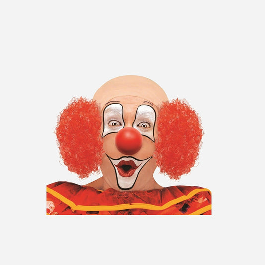 Perruque clown chauve & cheveux rouges