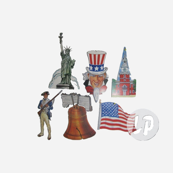 Lot de 6 panneaux décoration USA 40 cm