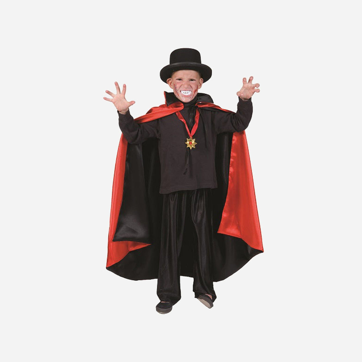 Cape réversible en nylon rouge et noire enfant
