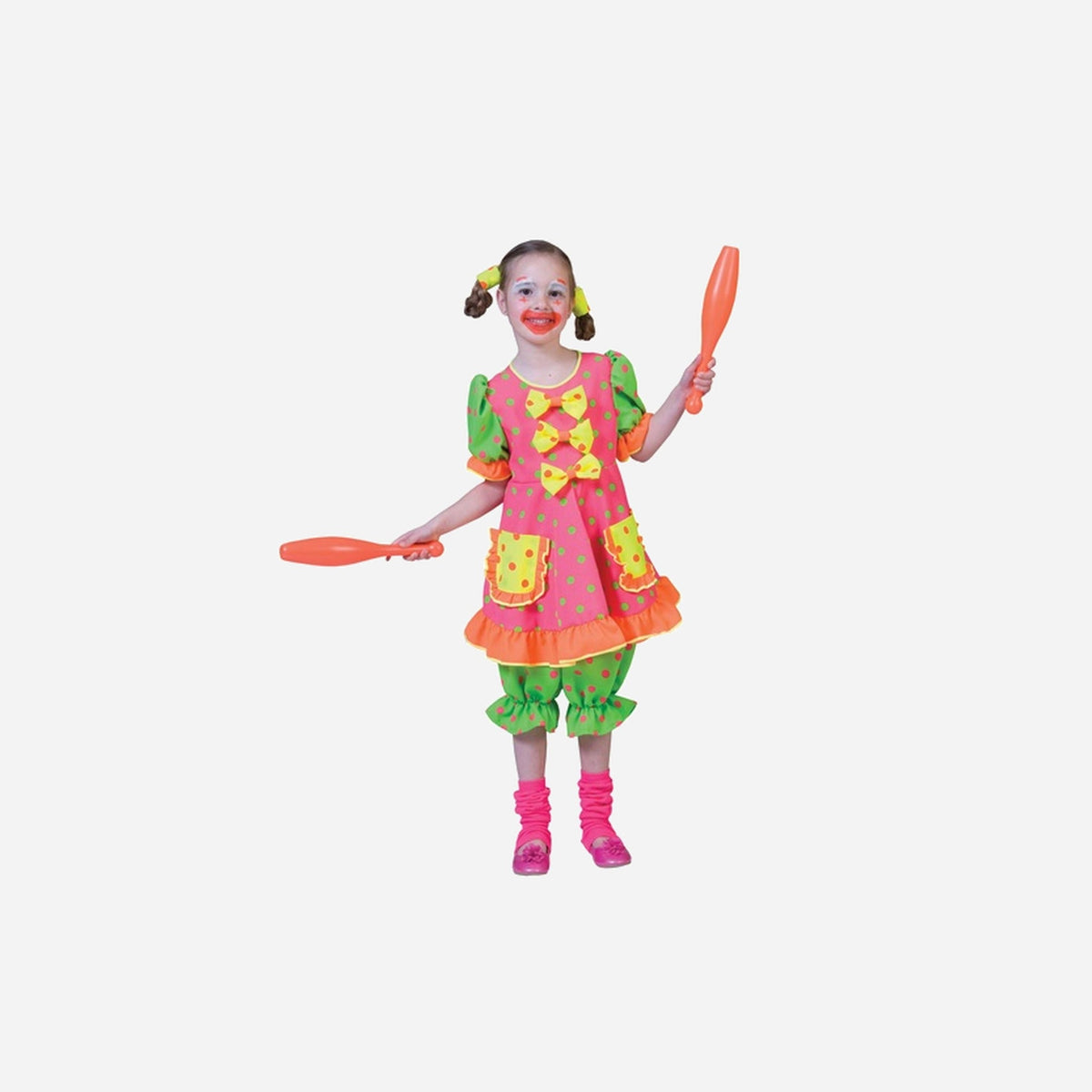 Déguisement de clown fluo fille 2 pièces