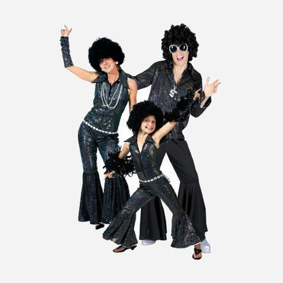 Combinaison disco pour enfant à sequins noir T1m52