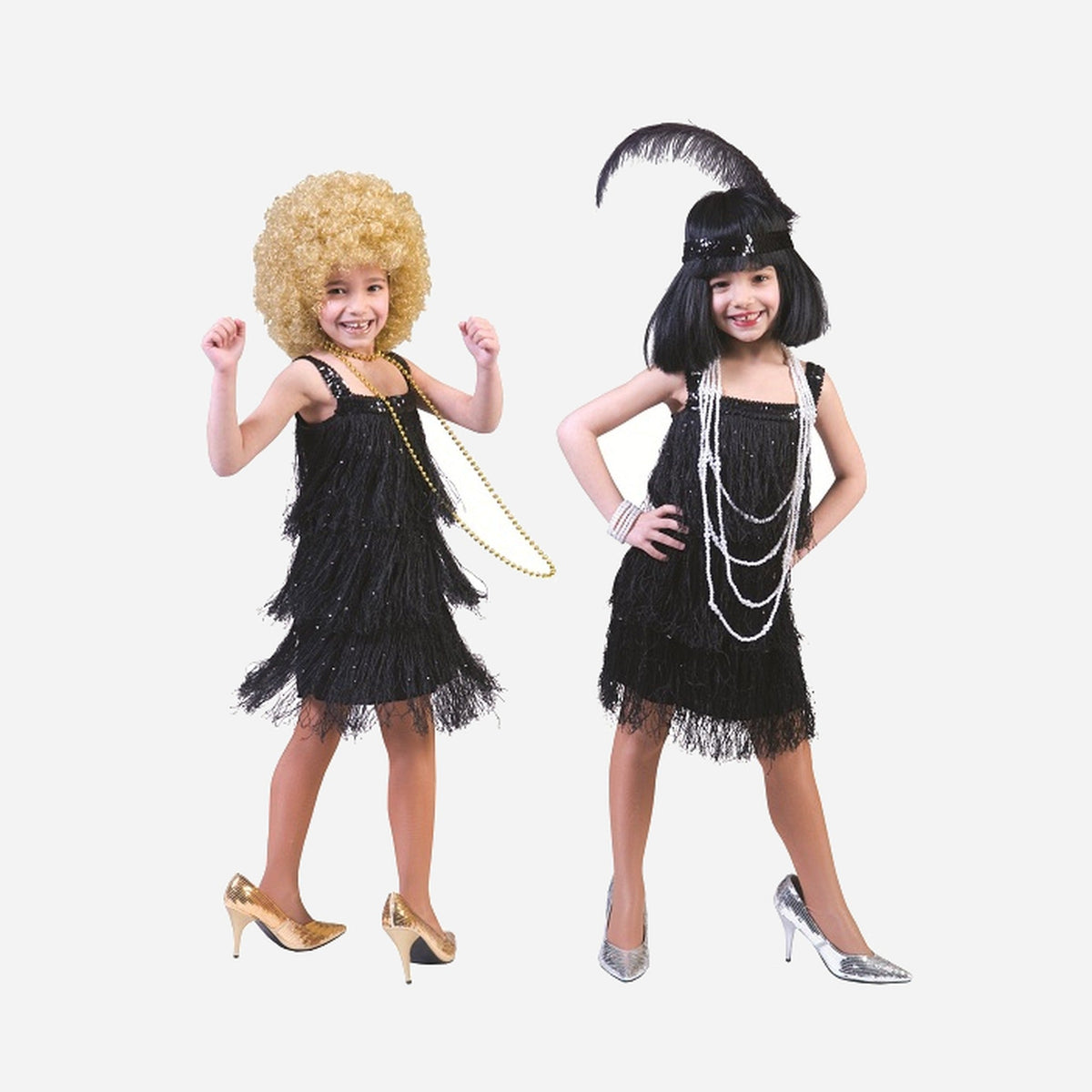 Robe Charleston avec franges noir enfant