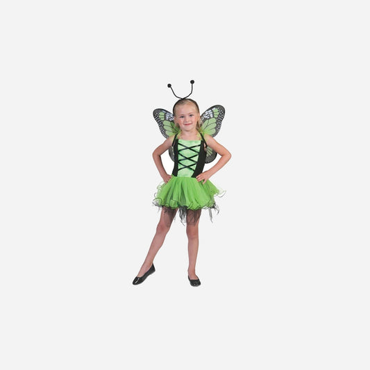 Déguisement d'elfe fée papillon vert 3 pièces enfant 3-5 ans