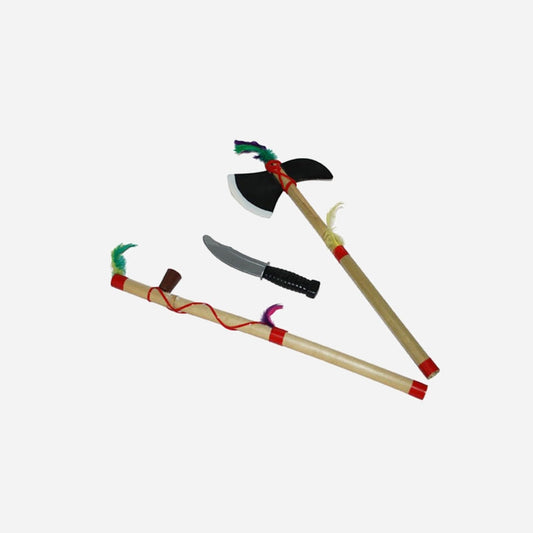 Set indien, tomahawk, calumet & couteau