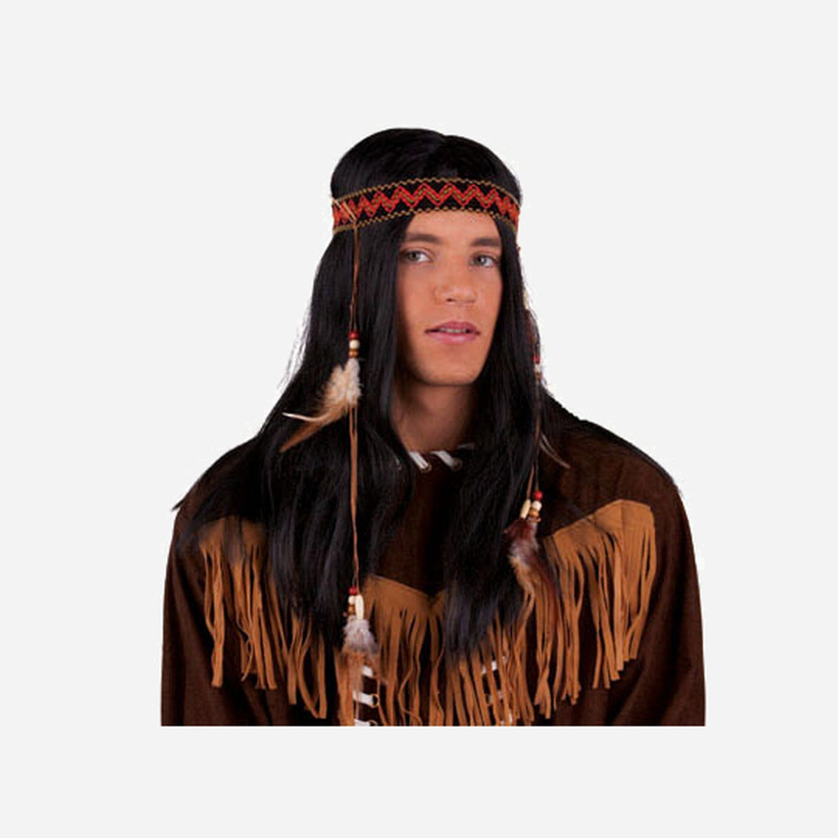 Perruque indien 2 nattes & bandeau