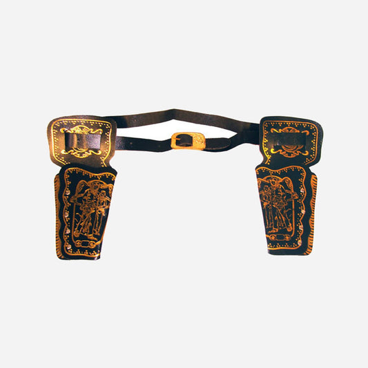 Ceinture cowboy avec 2 holsters à dorures