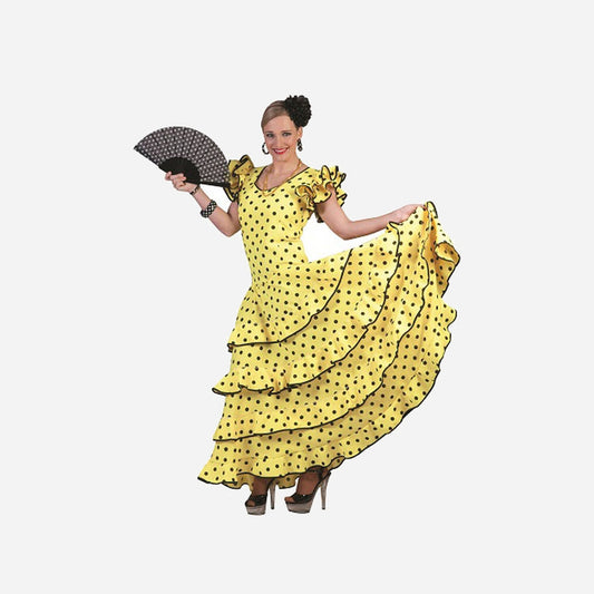 Robe espagnole jaune à pois noirs Taille XS