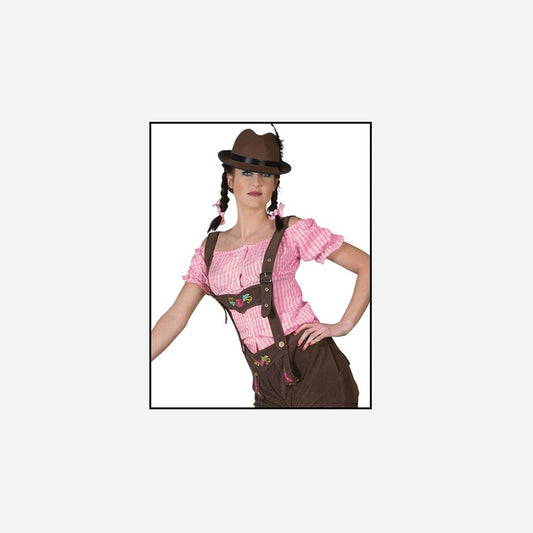 Chemisier tyrolien rose & blanc femme
