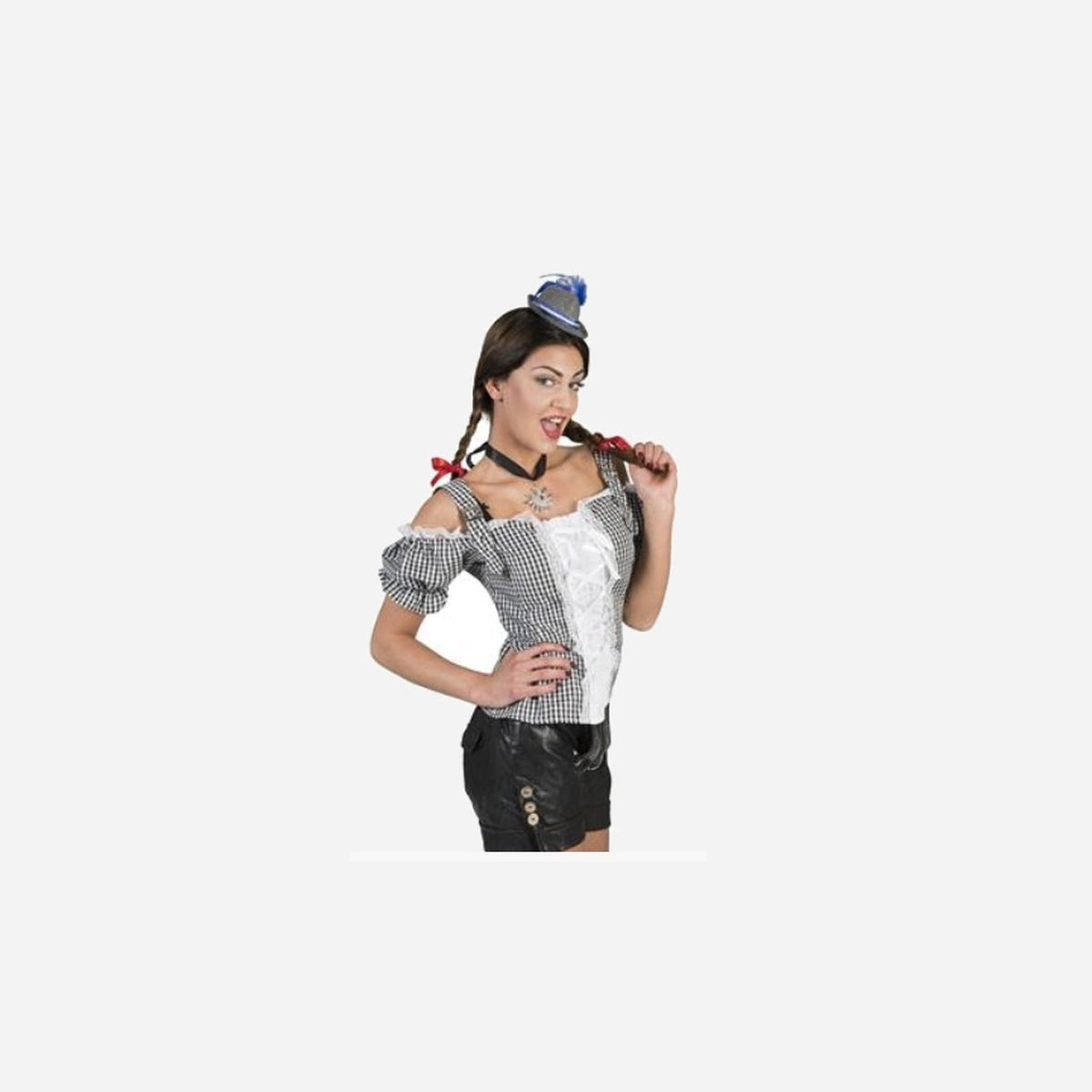 Chemisier tyrolien noir & blanc femme