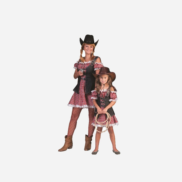 Déguisement de cowgirl rouge et blanc adulte