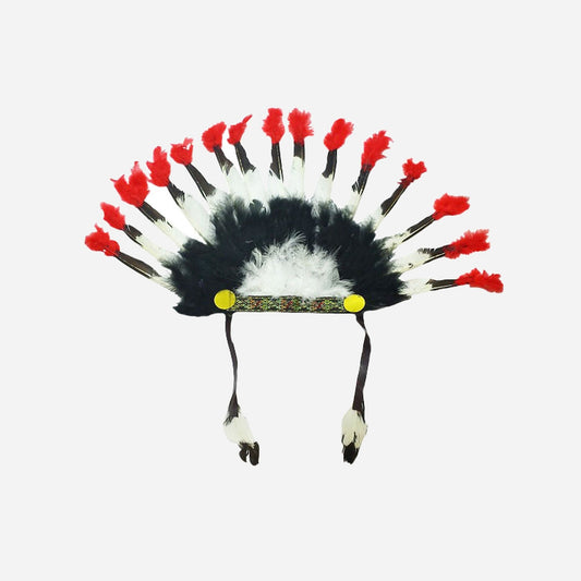Coiffe d'indien noir blanc rouge petite