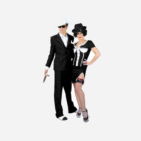 Déguisement gangster N&B femme Taille L
