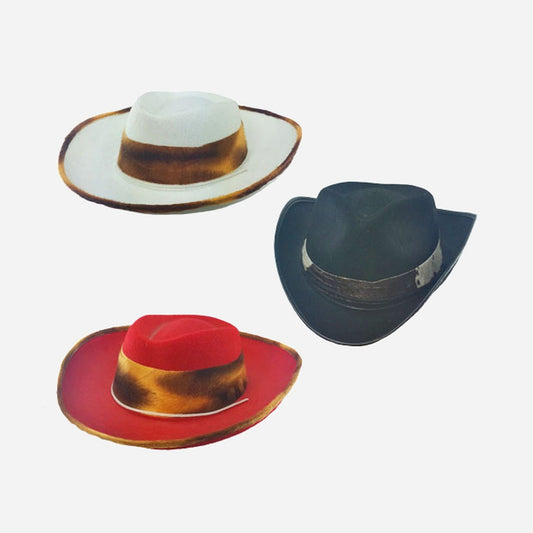 Chapeau cowboy avec bandeau vache pour enfant assorti