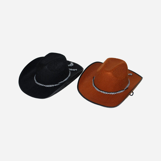 Chapeau cowboy feutrine avec corde