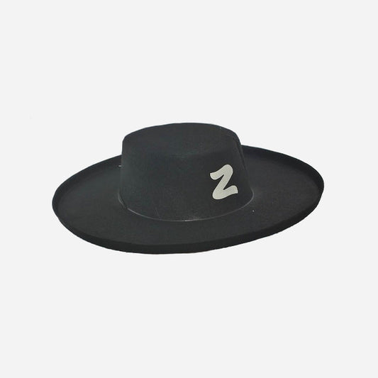 Chapeau de vengeur masqué zorro feutrine noir