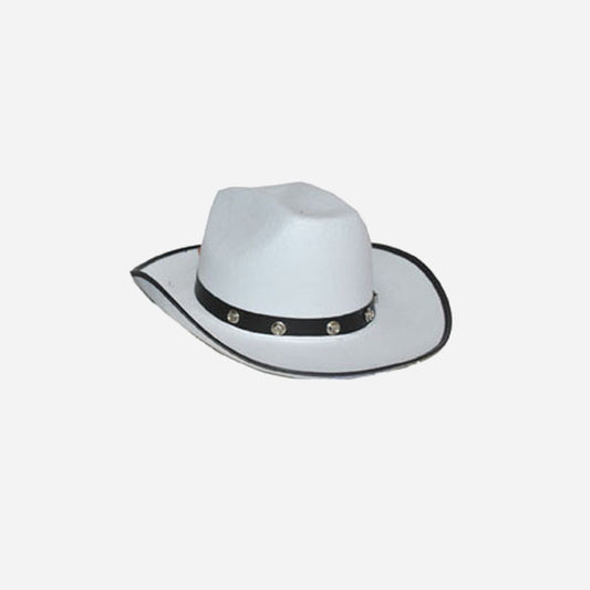 Chapeau cowboy feutrine avec bandeau à clou blanc