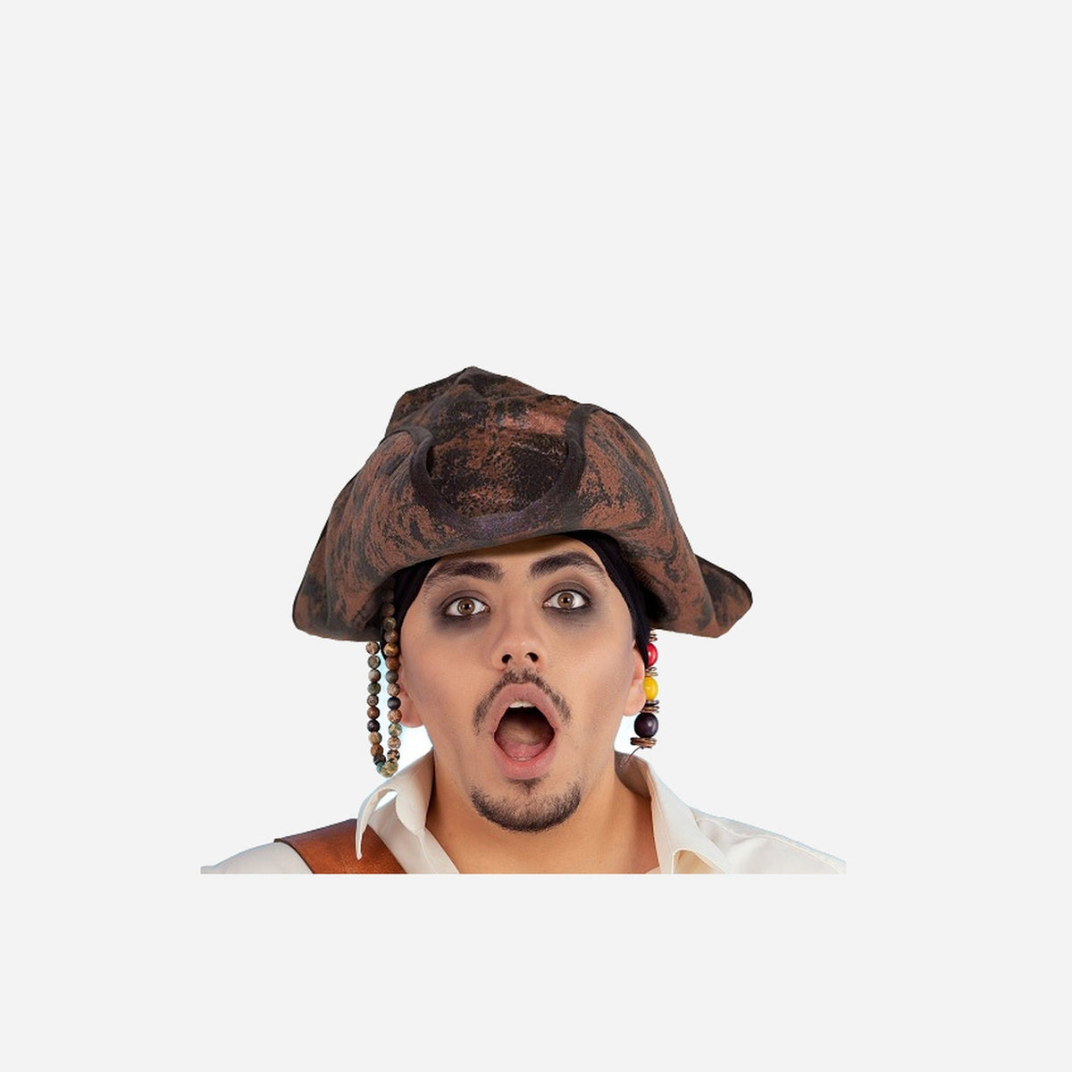 Chapeau pirate marron imitation cuir souple adulte