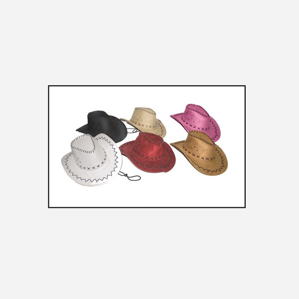 Chapeau cowboy suédine imitation cuir/daim rouge
