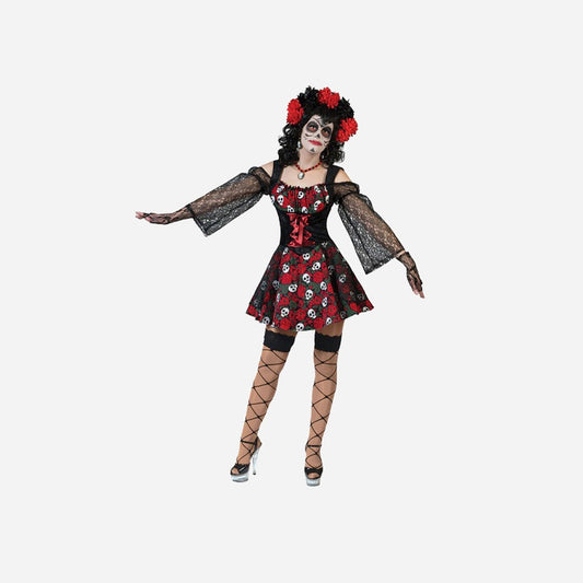 Déguisement jour des morts rouge femme
