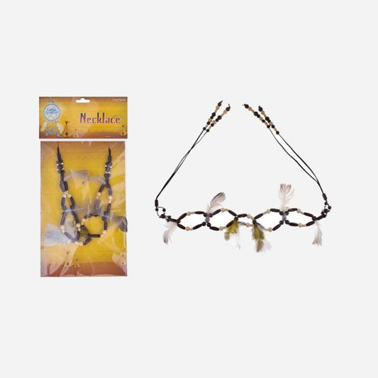 Collier parure d'indien à plumes fantaisie