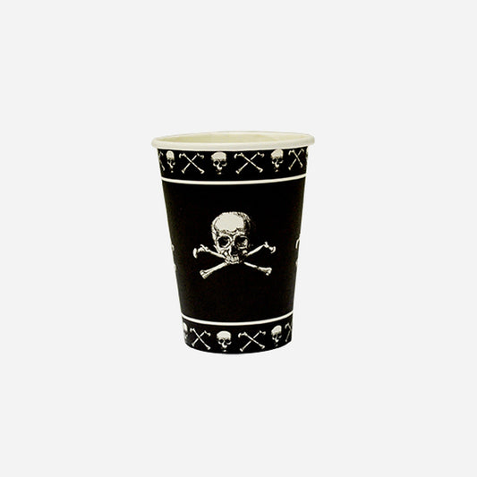 Pirates noir lot de 8 gobelets en carton
