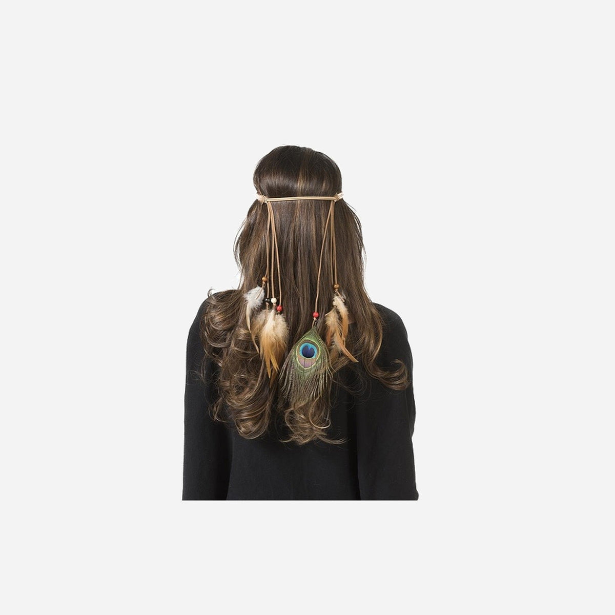 Bandeau avec plumes et perles 40 cm
