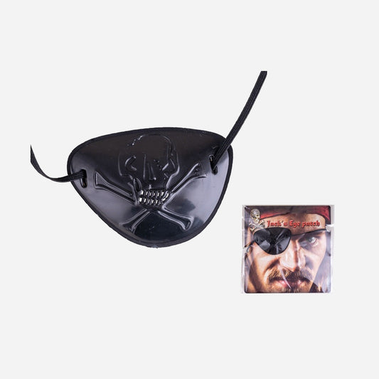 Cache-oeil pirate avec motif crâne noir adulte 8 × 6 cm