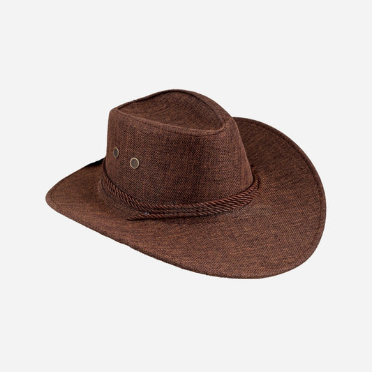 Chapeau cowboy effet lin avec corde adulte