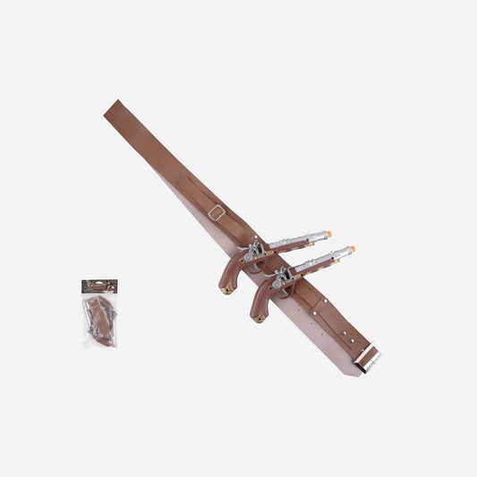 Ceinture pirate d'épaule marron avec 2 boucaniers