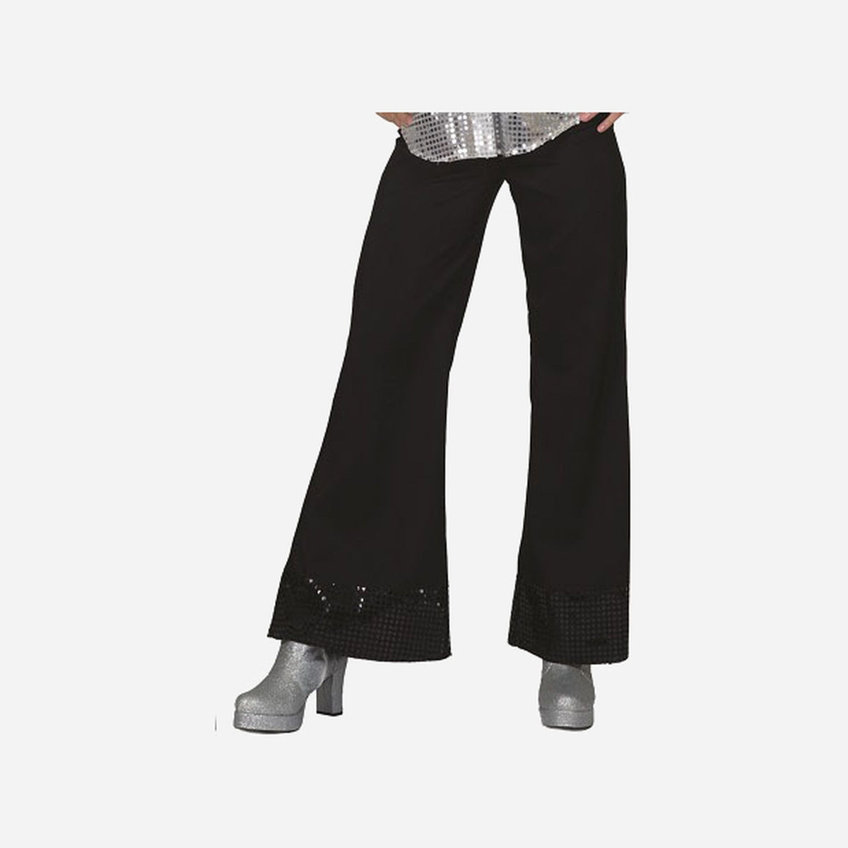 Pantalon pattes d'éléphant noir avec sequins femme
