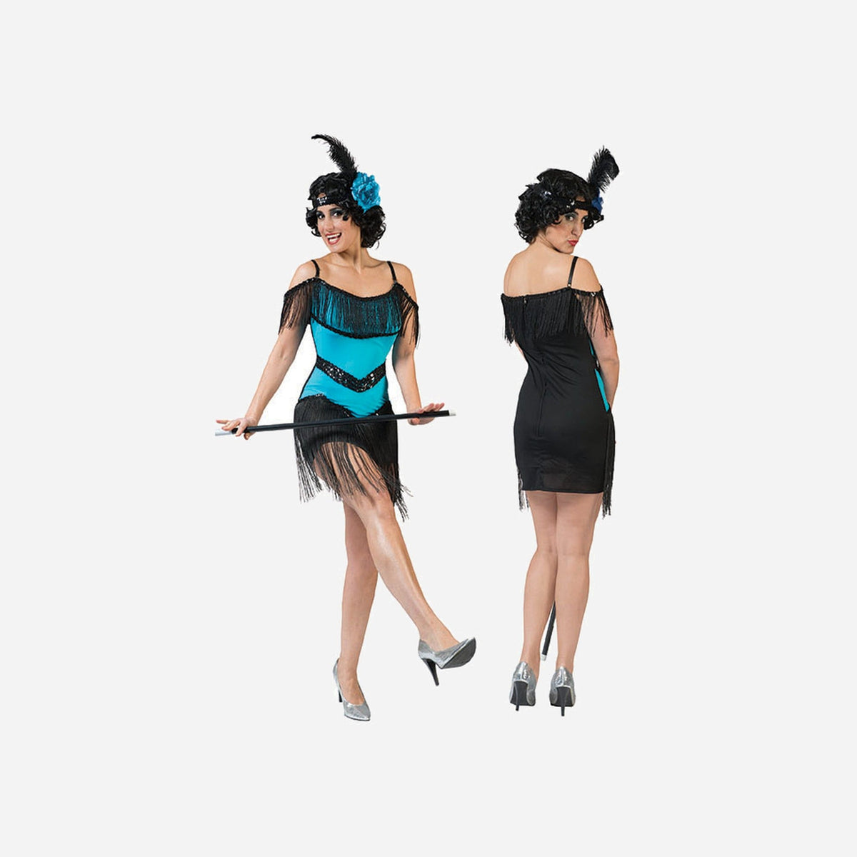 Robe Charleston bleu et noir 2 pièces