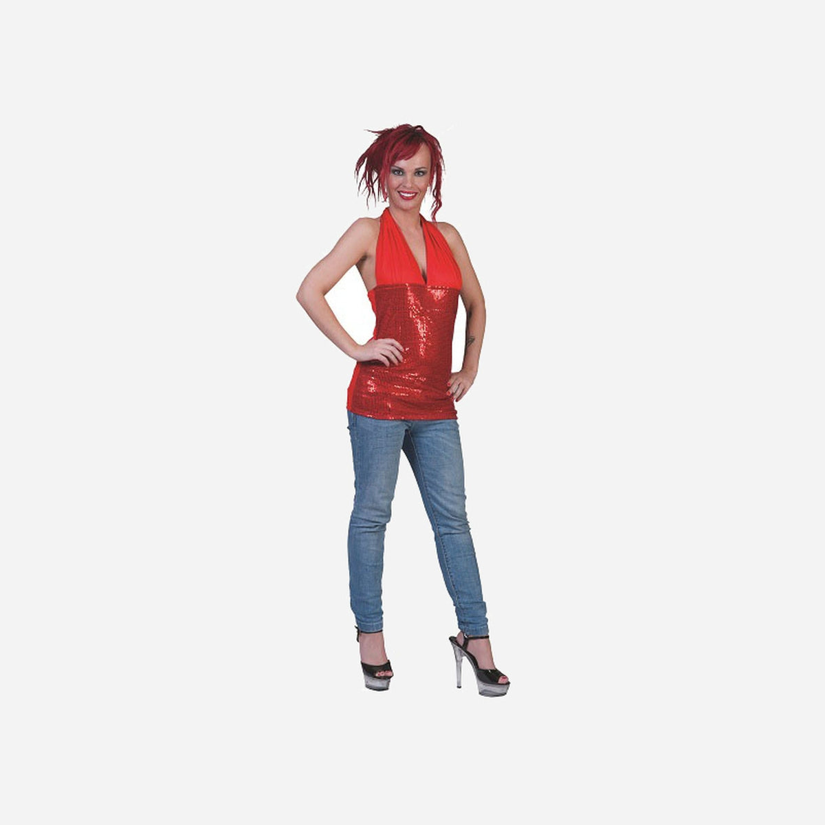 Bustier à sequins rouge Taille unique