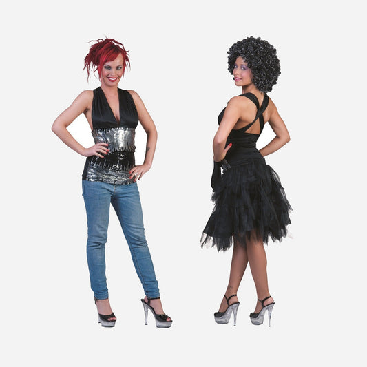 Bustier à sequins noir et argent Taille unique (34 à 40)