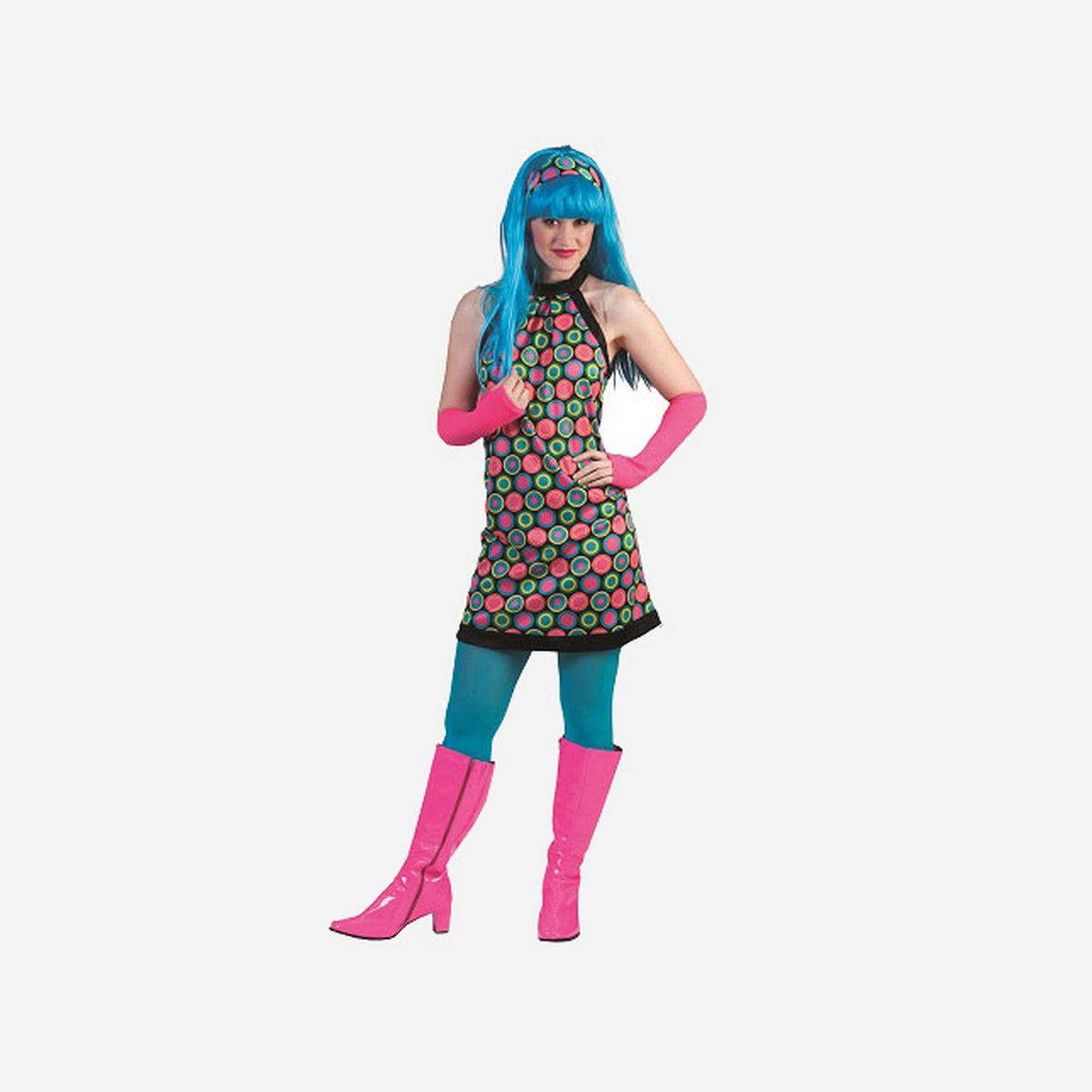 Robe yéyé avec cercles multicolore femme